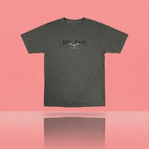 Vintage Key West Florida Men's XL Embroidered T-Shirt Garment Dyed Gray Green